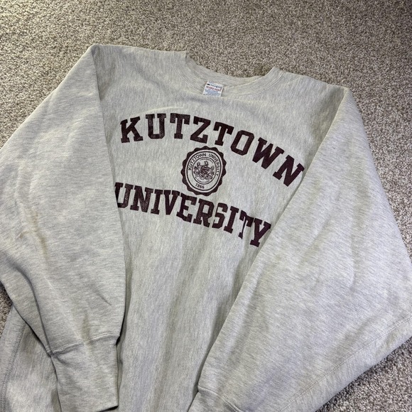 Vintage Kutztown University Sweatshirt Mens 2XL Gray Champion Reverse Weave